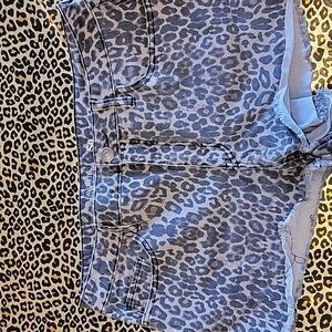 Leopard denim shorts